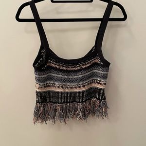 Vintage Knit crop top with fringe